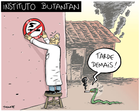 cartoon butantan - cartunista Thomate