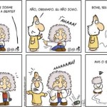 Tira do Um sábado qualquer Einstein indignado com a indecisão