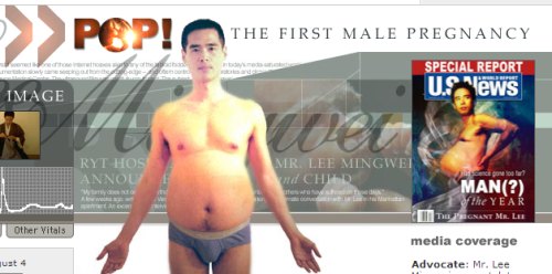 captura parcial da tela do website sobre gravidez masculina