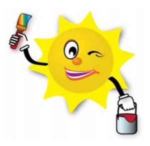 sol pintor sol feliz segurando um pincel